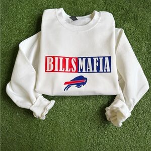 Bills Mafia White Sweater, Buffalo Bills Crewneck